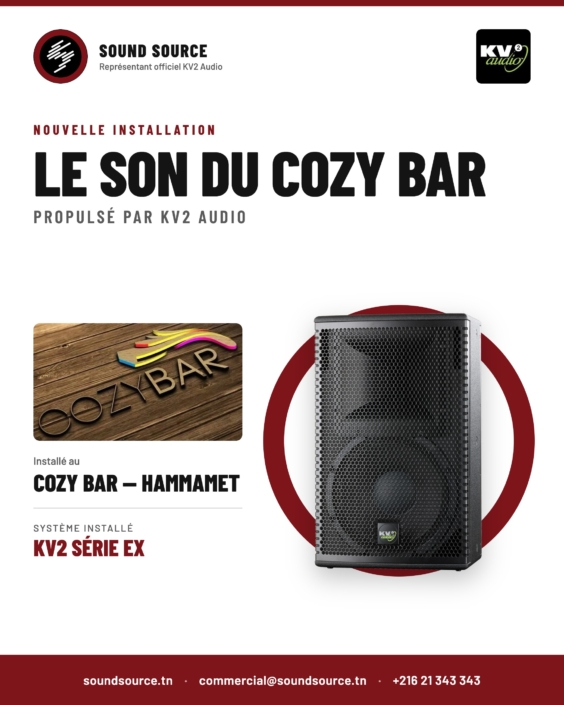 Le son du Cozy Bar à Hammamet : système KV2 Audio série EX installé par Sound Source